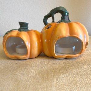 Ceramic Pumpkins with Double Tea Light Holder
